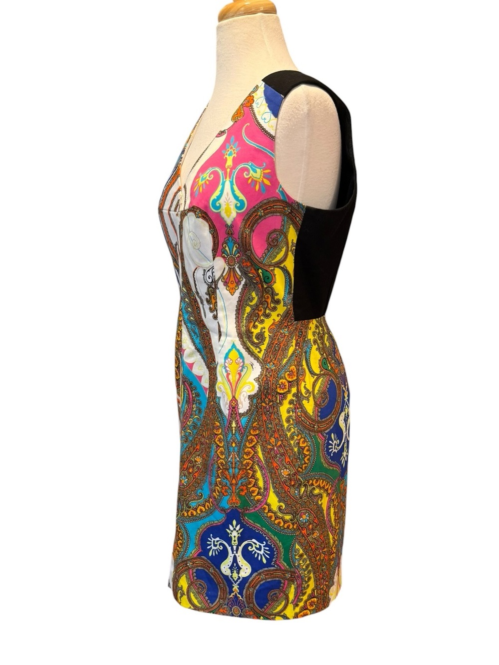 Vintage Trina Turk Paisley Sheath Dress Sleeveless Size 10 - Picture 2 of 9